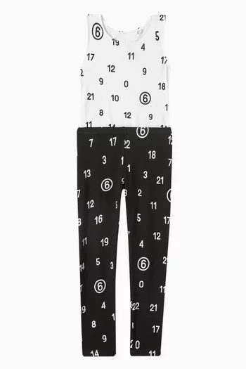 Allover Numeric Logo Bodysuit in Stretch Jersey