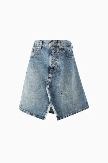 Knee-length Skirt in Cotton-denim
