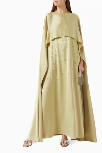 Venia Embellished Kaftan in Satin