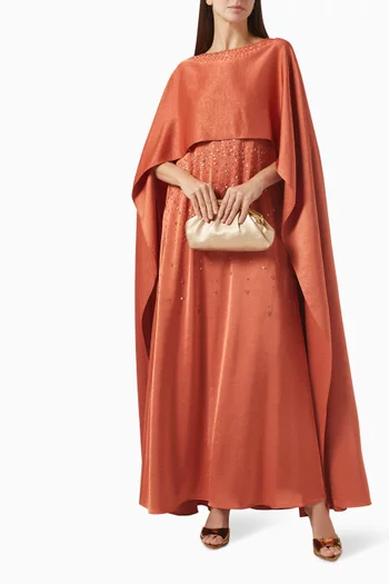 Venia Embellished Kaftan in Satin