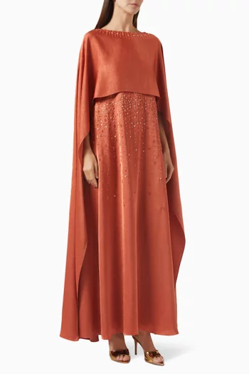 Venia Embellished Kaftan in Satin