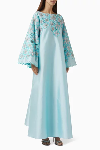 Sanaya Embroidered Kaftan in Silk Tafetta