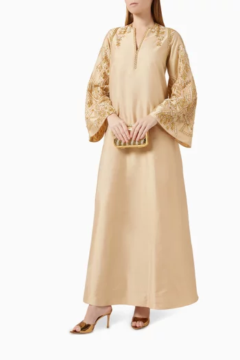 Rania Embellished Kaftan in Silk Tafetta