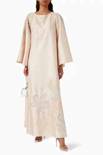 Samantha Embellished Kaftan in Silk Taffeta