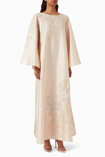 Samantha Embellished Kaftan in Silk Taffeta