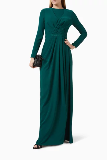 Embroidered Cinched Maxi Dress