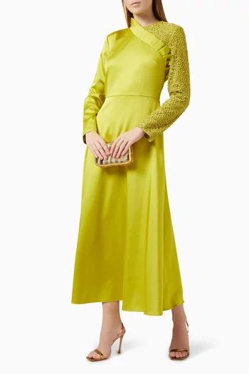 Contrast Sleeve Maxi Dress