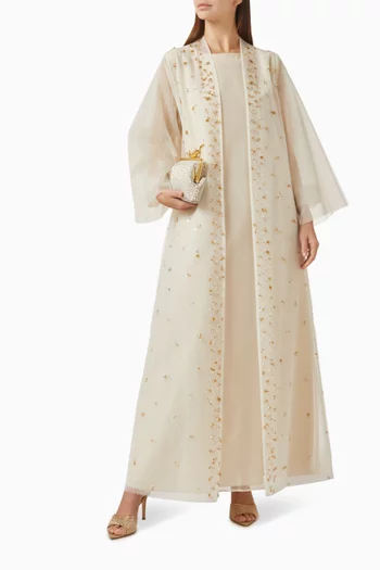 Embellished 3-piece Abaya Set in Organza & Tulle