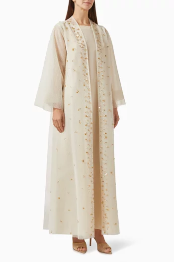 Embellished 3-piece Abaya Set in Organza & Tulle