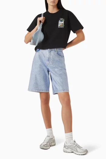 Crystal-embellished Bermuda Shorts in Denim