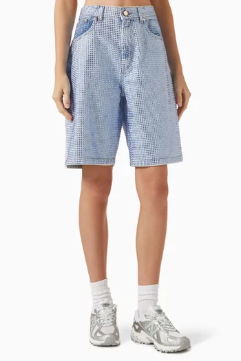 Crystal-embellished Bermuda Shorts in Denim