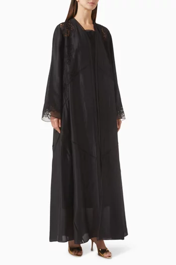 Floral Lace Embroidered Abaya