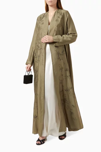 Floral Threadwork Abaya