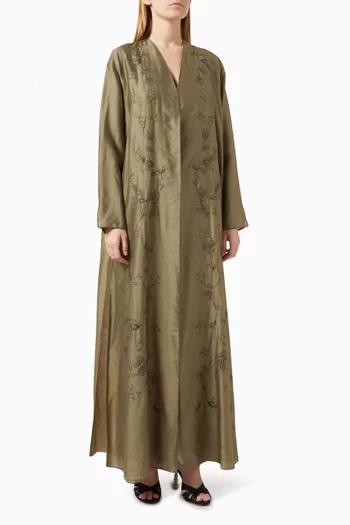 Floral Threadwork Abaya