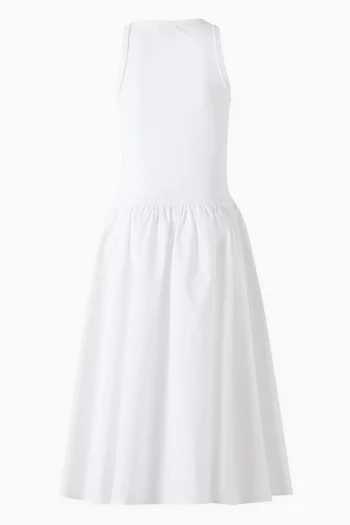 Logo Embroidered Midi Dress in Cotton