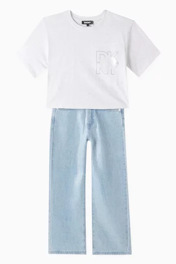 Sequins-embellished Jeans in Cotton