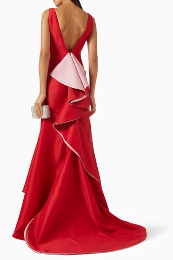 Ruffled-hem Gown