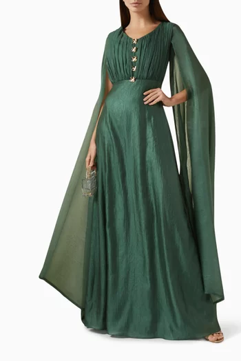 Cape Sleeve Maxi Dress