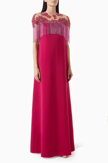 Dress & Bead-embellished Cape Set