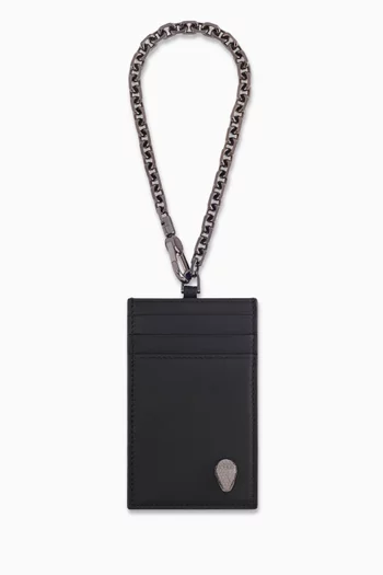 Serpenti Forever Card Holder with Chain in Calf Leather