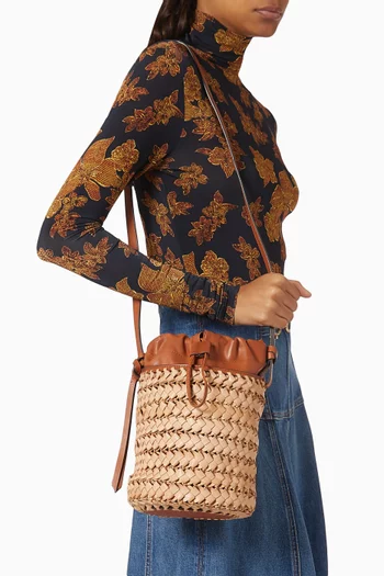 Imani Bucket Bag in Woven Leather