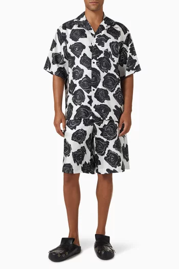 Rose Print Shorts in Silk