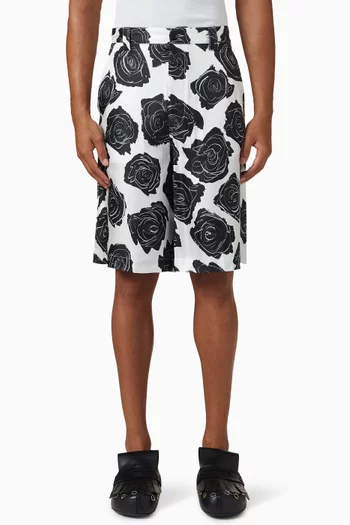 Rose Print Shorts in Silk