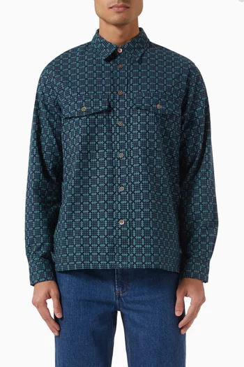 Cross-stitch Textured Jacquard Shirt in Cotton