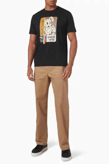 تي شيرت بطبعة أرنب وشعار 1970 قطن عضوي