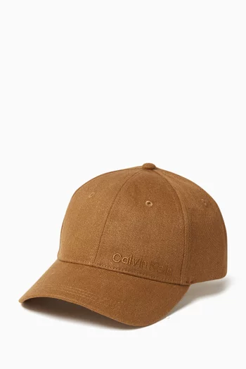 Logo Cap in Linen Blend