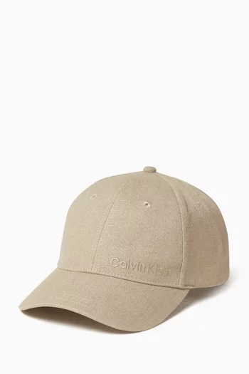 Logo Cap in Linen Blend