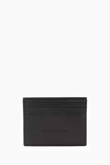 Logo-embossed Card Holder in Leather