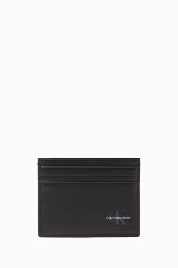 Logo-embossed Card Holder in Leather