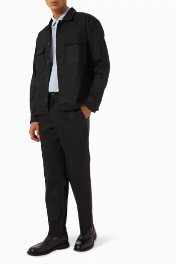 Tapered Pants in Stretch Linen-blend