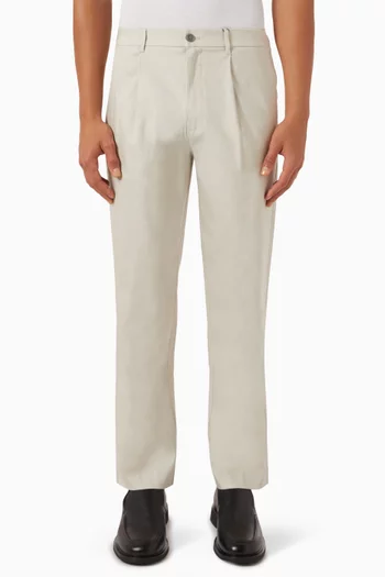 Tapered Pants in Stretch Linen-blend
