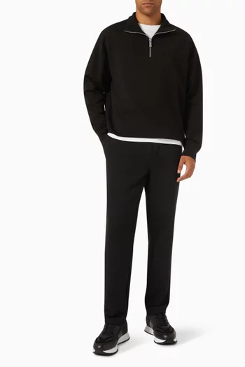 Relaxed Zip Neck Sweatshirt in Cotton-blend