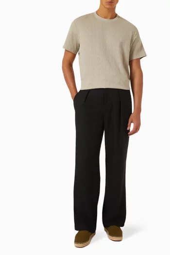 Textured Crew Neck T-shirt in Cotton-bend