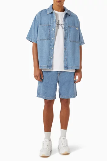 Pull-on Relaxed Shorts in Lyocell Denim