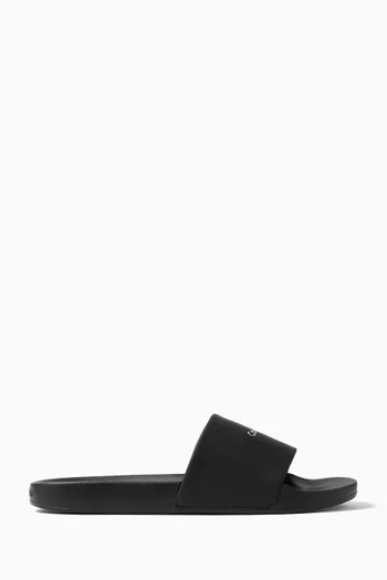 Logo Pool Slides in Faux Leather