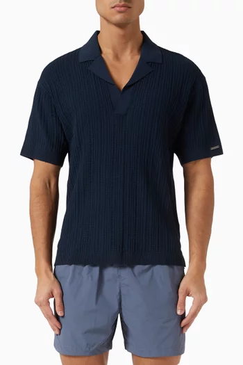 Open-collar Polo Shirt in Viscose-knit