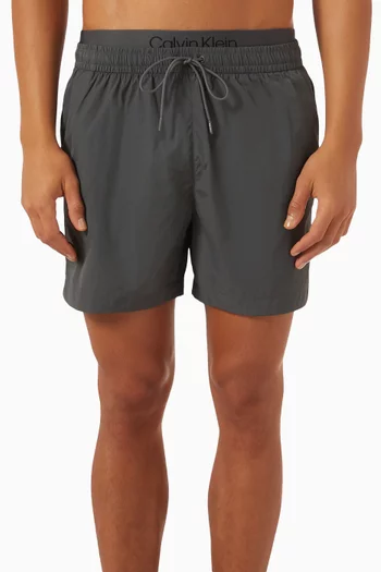 Double Waistband Swim Shorts in Crinkle Nylon