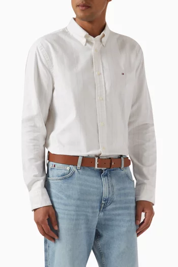 حزام بحلية العلم المطلية بالمينا جلد