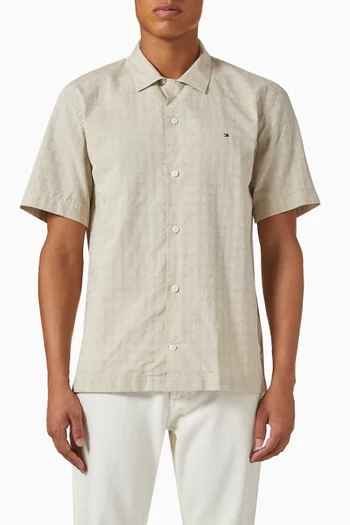 Dobby Short-sleeve Shirt in Cotton-blend