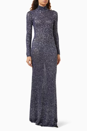 Sequin-embellished Knit Maxi Dress in Viscose