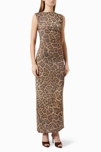 Leopard Maxi Dress in Mesh