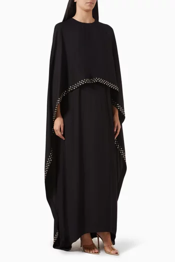 Crystal-embellished Cape Gown