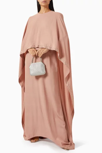 Crystal-embellished Cape Gown