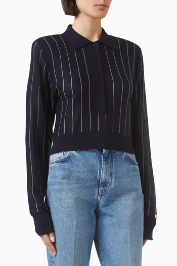 Pinstripe Knit Polo