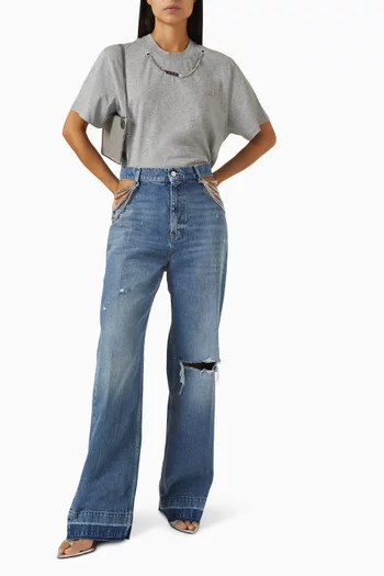 Falabella Chain Cut-out Jeans in Denim