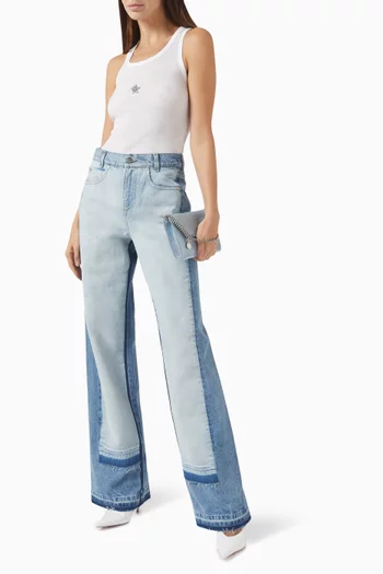 Mixed Straight-leg Jeans in Denim